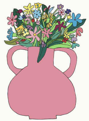 Blomster i Rosa Vase Kort